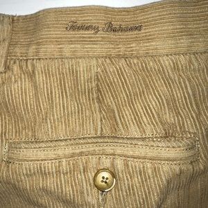 TOMMY BAHAMA PANTS CORDUROY FLAT FRONT SILK COTTON TAN SZ 38 x 27